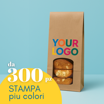 Sacchetto per alimenti in carta con finestra personalizzabile fino a 4 colori